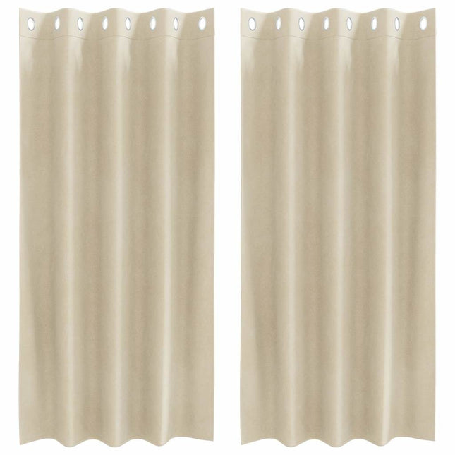 Mørklægningsgardiner 2 pcs Creme 140 x 175 cm Fløjl