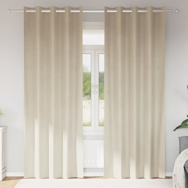 Mørklægningsgardiner 2 stk. Cremefarvet 140 x 260 cm Fløjl