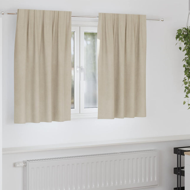 Mørklægningsgardiner 2 stk. Cremefarvet 140 x 140 cm Fløjl