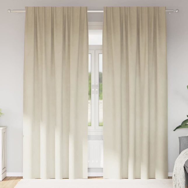 Mørklægningsgardiner 2 stk. Cremefarvet 140 x 245 cm Fløjl