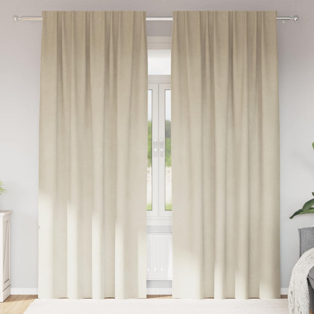 Mørklægningsgardiner 2 stk. Cremefarvet 140 x 260 cm Fløjl
