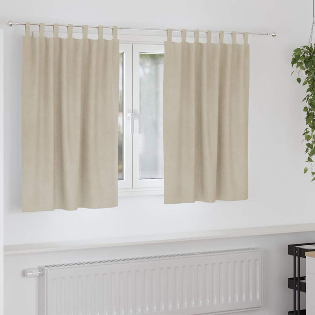Mørklægningsgardiner 2 stk. Cremefarvet 140 x 140 cm Fløjl