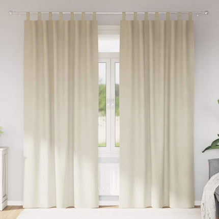Mørklægningsgardiner 2 stk. Cremefarvet 140 x 225 cm Fløjl