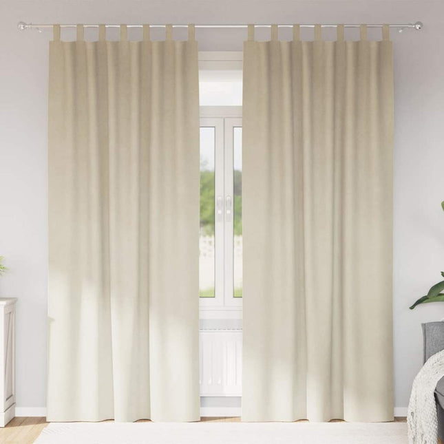 Mørklægningsgardiner 2 stk. Cremefarvet 140 x 225 cm Fløjl