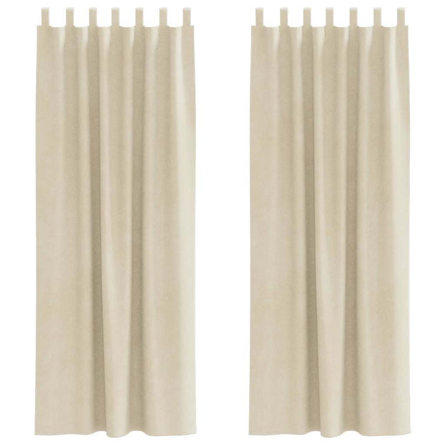Mørklægningsgardiner 2 stk. Cremefarvet 140 x 225 cm Fløjl