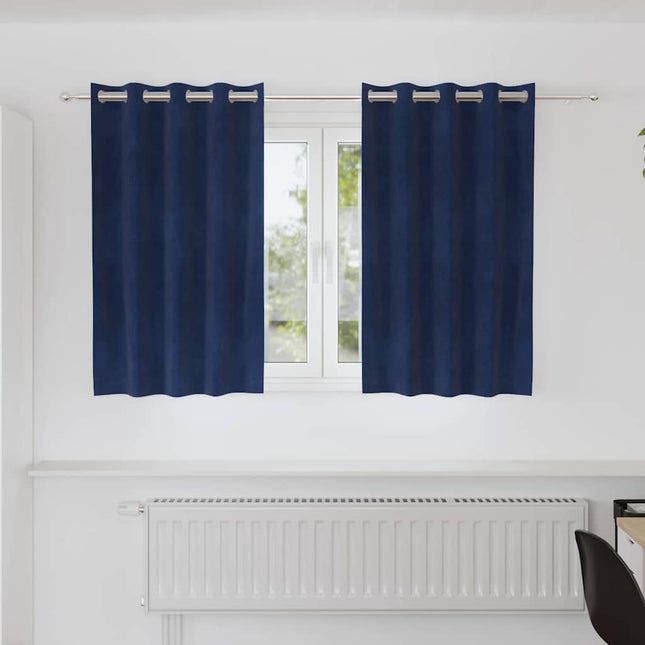 Mørklægningsgardiner 2 pcs Mørk blå 140 x 140 cm Fløjl