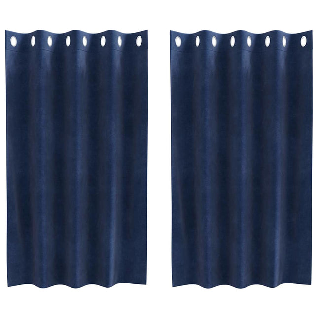 Mørklægningsgardiner 2 pcs Mørk blå 140 x 140 cm Fløjl