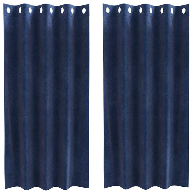Mørklægningsgardiner 2 pcs Mørk blå 140 x 175 cm Fløjl