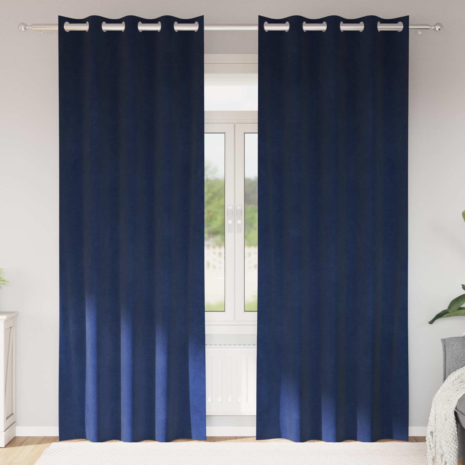 Mørklægningsgardiner 2 pcs Mørk blå 140 x 225 cm Fløjl
