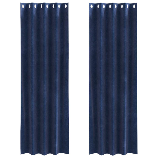 Mørklægningsgardiner 2 pcs Mørk blå 140 x 225 cm Fløjl