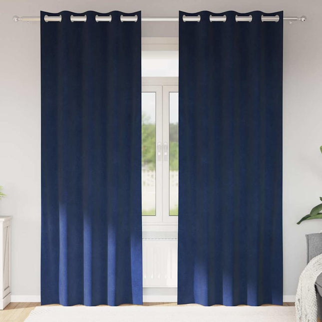 Mørklægningsgardiner 2 pcs Mørk blå 140 x 245 cm Fløjl