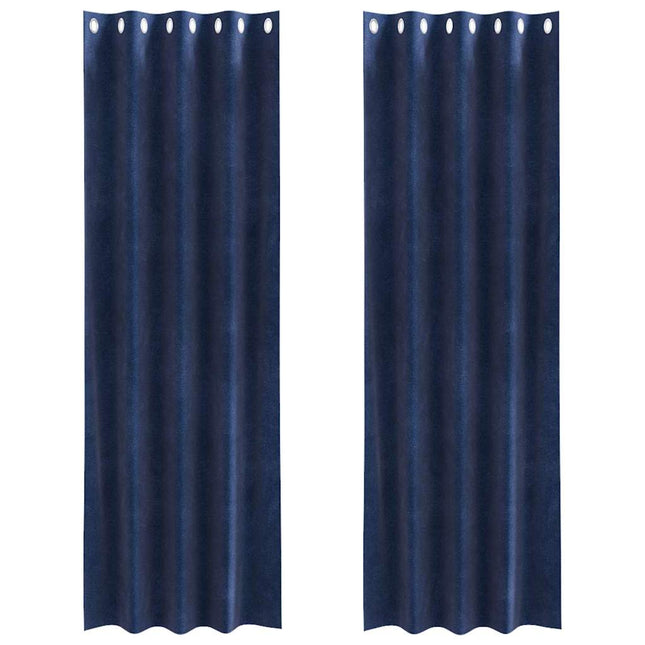 Mørklægningsgardiner 2 pcs Mørk blå 140 x 245 cm Fløjl