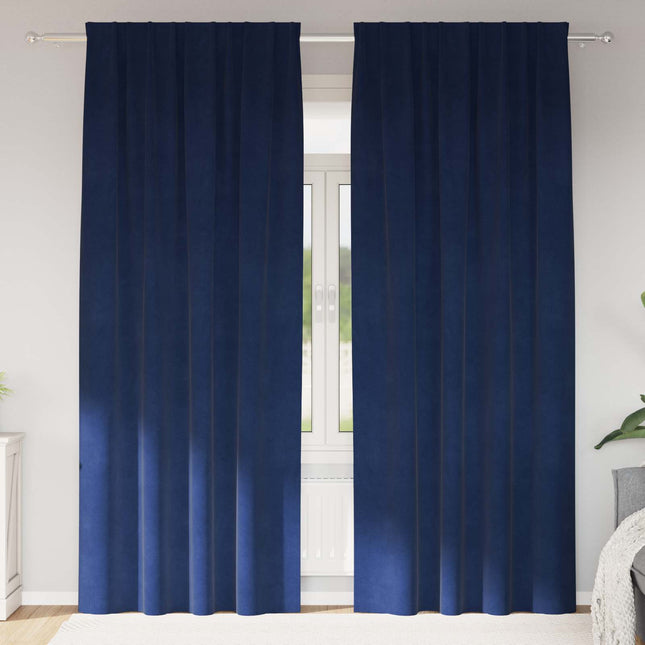 Mørklægningsgardiner 2 pcs Mørk blå 140 x 225 cm Fløjl