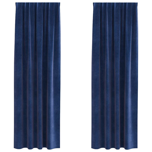 Mørklægningsgardiner 2 pcs Mørk blå 140 x 225 cm Fløjl