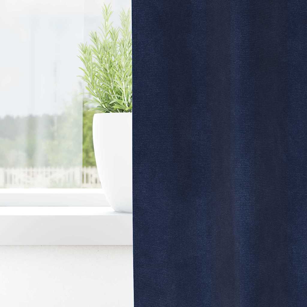 Mørklægningsgardiner 2 pcs Mørk blå 140 x 245 cm Fløjl