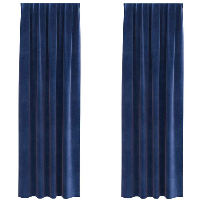 Mørklægningsgardiner 2 pcs Mørk blå 140 x 245 cm Fløjl