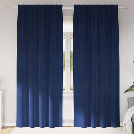 Mørklægningsgardiner 2 stk. Mørk blå 140 x 260 cm Fløjl