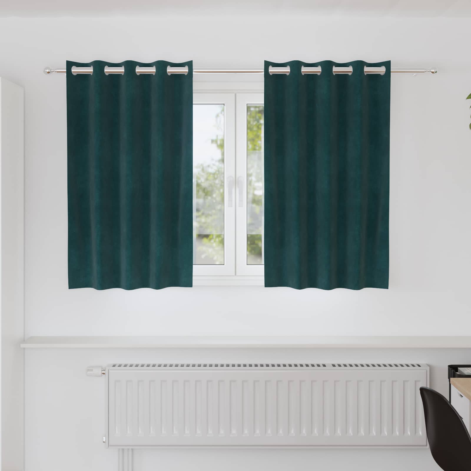 Mørklægningsgardiner 2 pcs Mørkegrøn 140 x 140 cm Fløjl