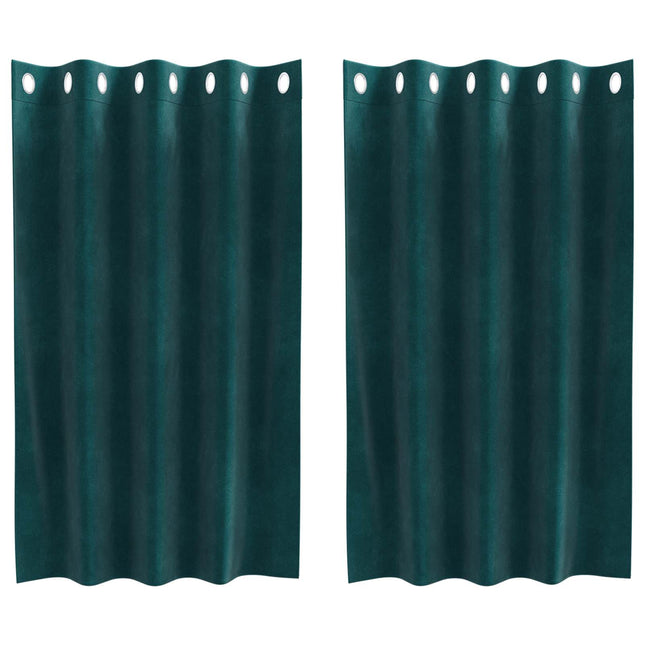 Mørklægningsgardiner 2 pcs Mørkegrøn 140 x 140 cm Fløjl