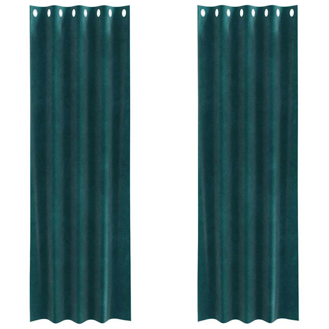 Mørklægningsgardiner 2 pcs Mørkegrøn 140 x 225 cm Fløjl