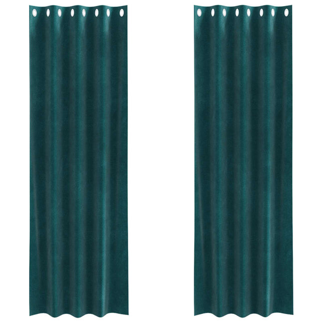Mørklægningsgardiner 2 pcs Mørkegrøn 140 x 245 cm Fløjl