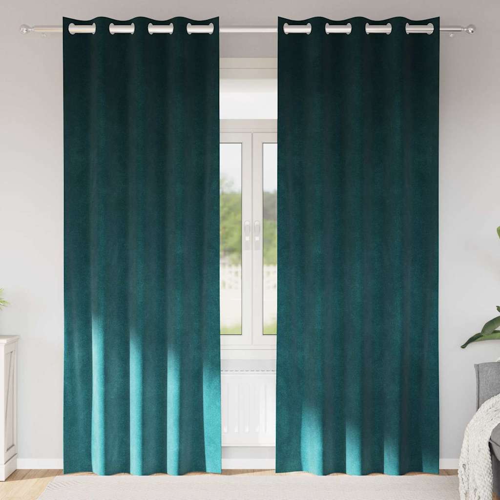 Mørklægningsgardiner 2 pcs Mørkegrøn 140 x 260 cm Fløjl
