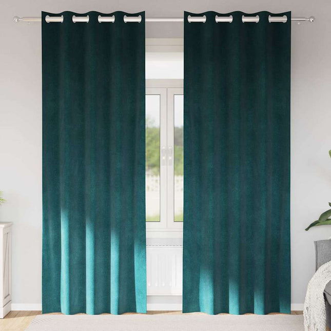 Mørklægningsgardiner 2 pcs Mørkegrøn 140 x 260 cm Fløjl