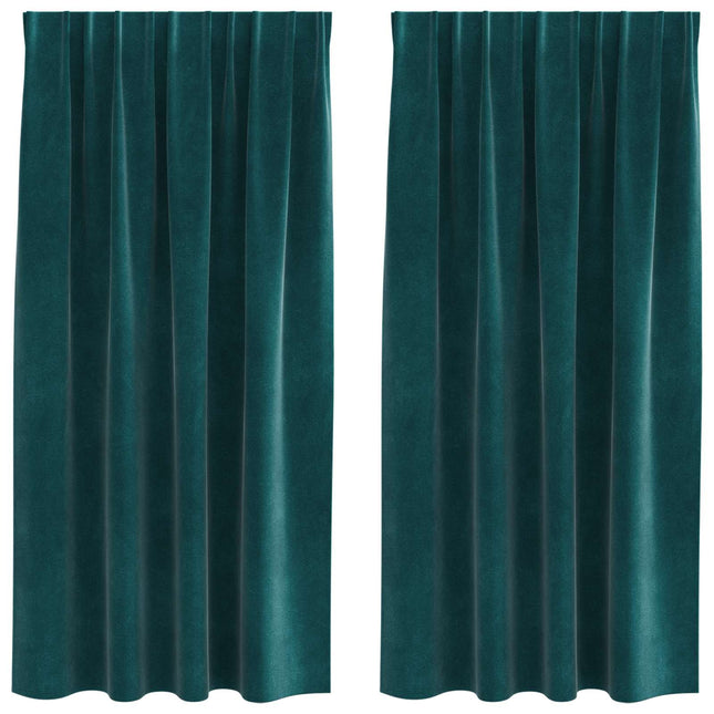 Mørklægningsgardiner 2 pcs Mørkegrøn 140 x 175 cm Fløjl