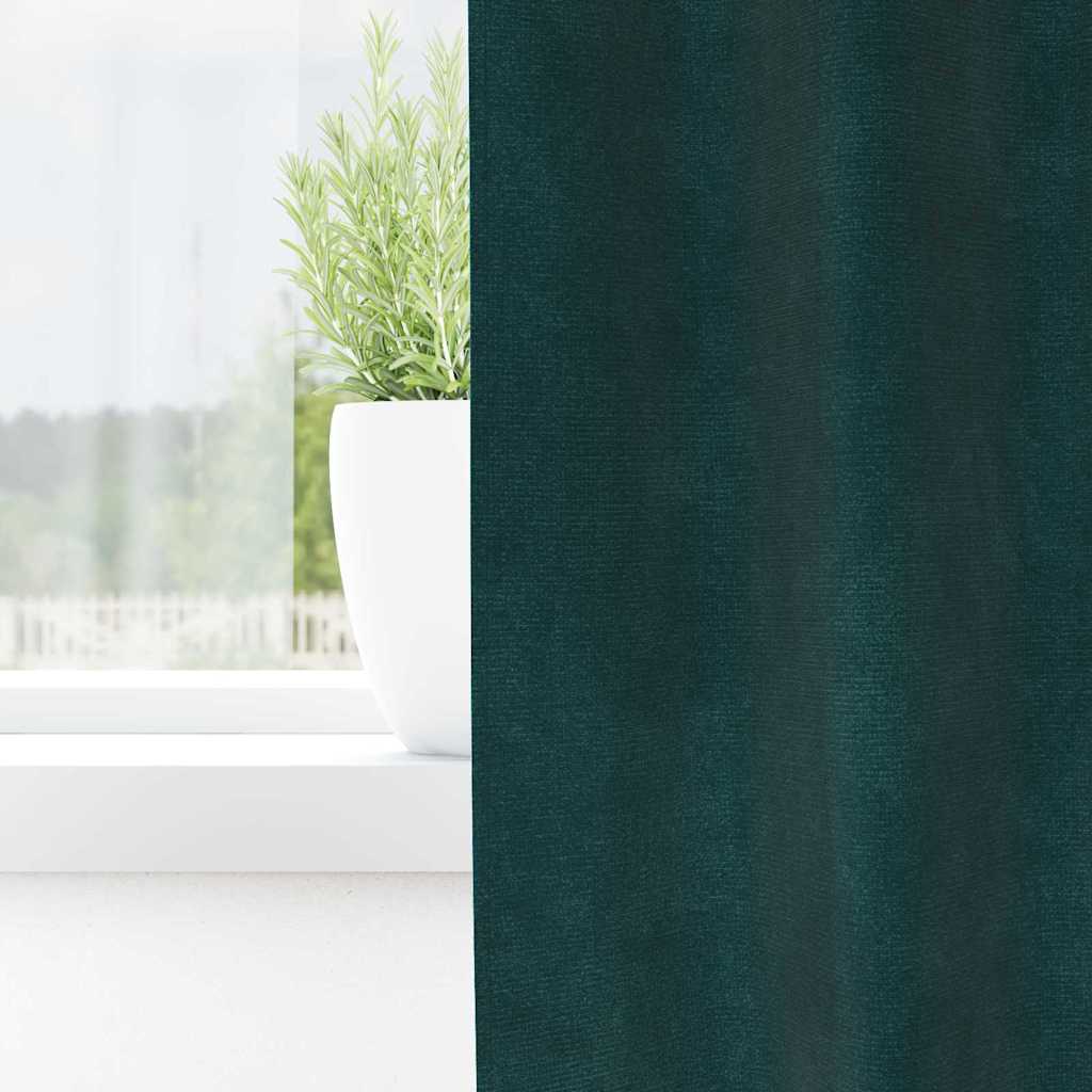 Mørklægningsgardiner 2 pcs Mørkegrøn 140 x 225 cm Fløjl