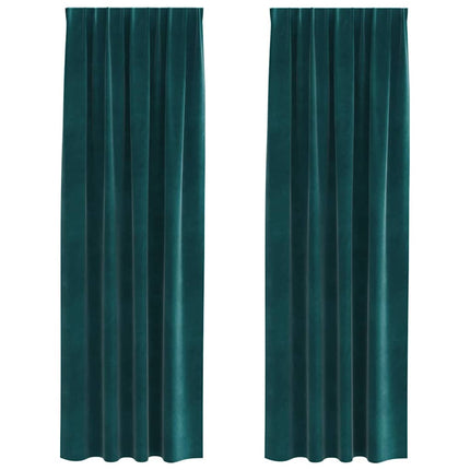 Mørklægningsgardiner 2 stk. Mørkegrøn 140 x 245 cm Fløjl