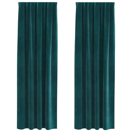 Mørklægningsgardiner 2 stk. Mørkegrøn 140 x 260 cm Fløjl