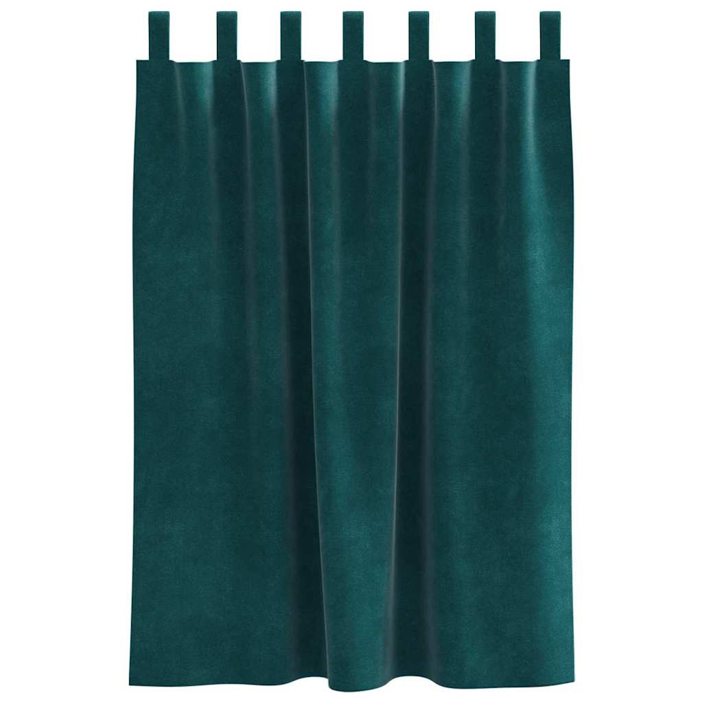 Mørklægningsgardiner 2 pcs Mørkegrøn 140 x 140 cm Fløjl