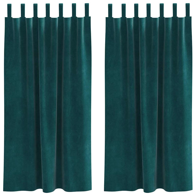 Mørklægningsgardiner 2 pcs Mørkegrøn 140 x 175 cm Fløjl