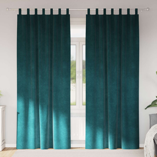 Mørklægningsgardiner 2 pcs Mørkegrøn 140 x 245 cm Fløjl