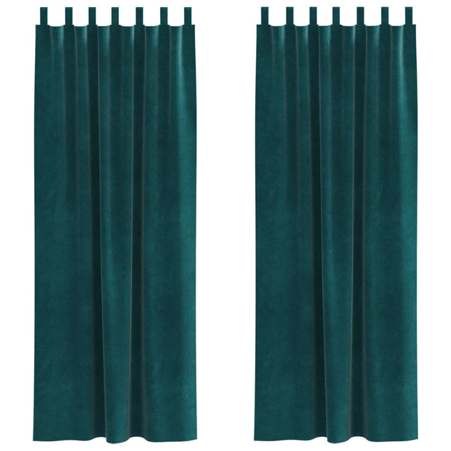 Mørklægningsgardiner 2 pcs Mørkegrøn 140 x 245 cm Fløjl