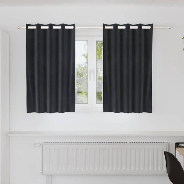 Mørklægningsgardiner 2 stk. Mørkegrå 140 x 140 cm Fløjl