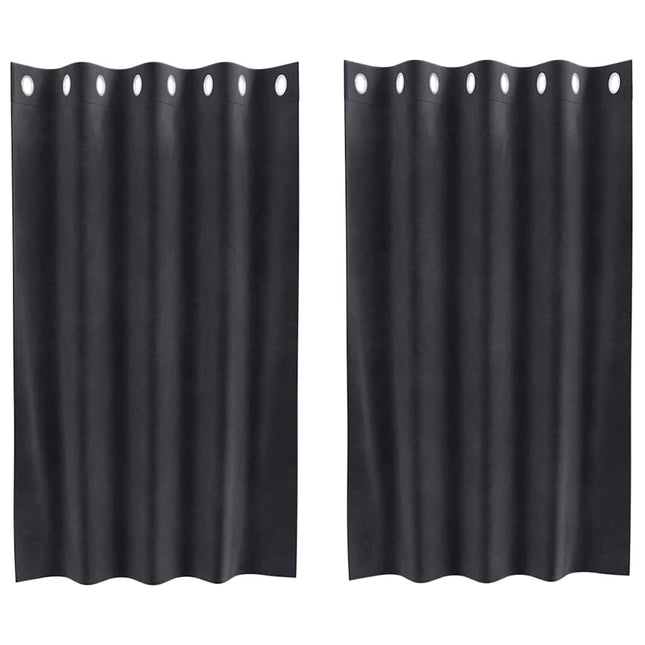Mørklægningsgardiner 2 stk. Mørkegrå 140 x 140 cm Fløjl