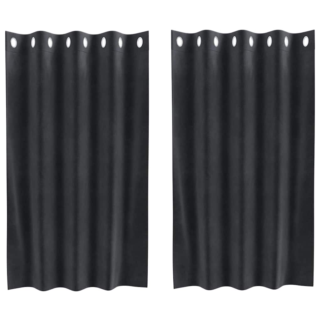 Mørklægningsgardiner 2 pcs Mørkegrå 140 x 140 cm Fløjl