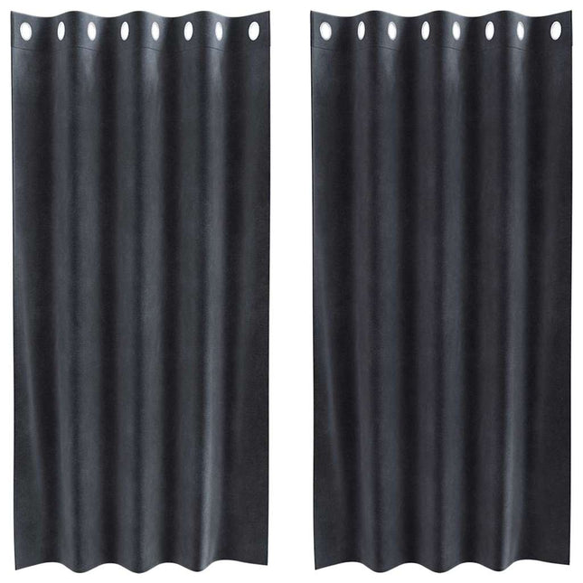 Mørklægningsgardiner 2 pcs Mørkegrå 140 x 175 cm Fløjl