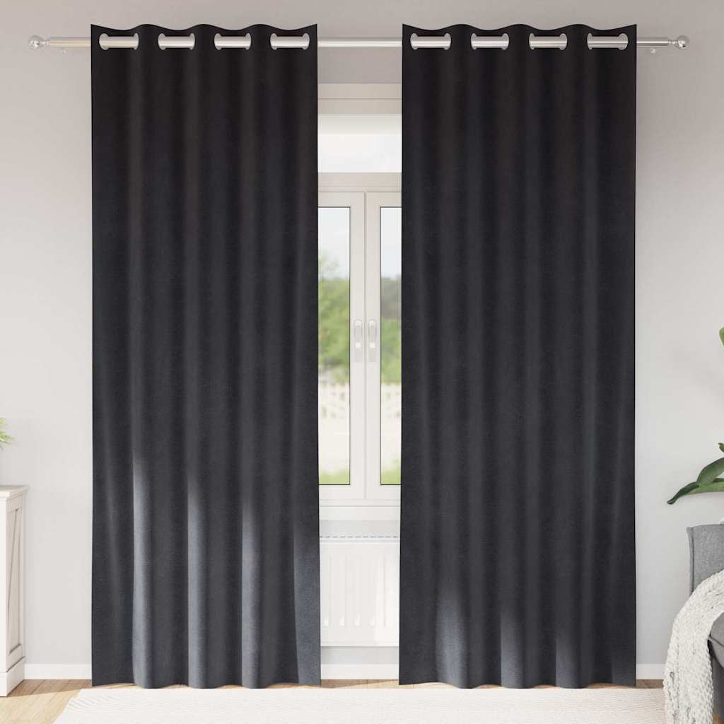 Mørklægningsgardiner 2 pcs Mørkegrå 140 x 260 cm Fløjl