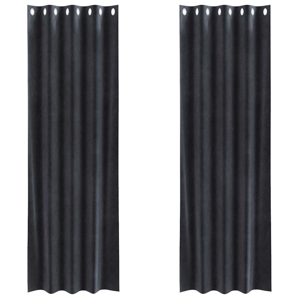 Mørklægningsgardiner 2 pcs Mørkegrå 140 x 260 cm Fløjl