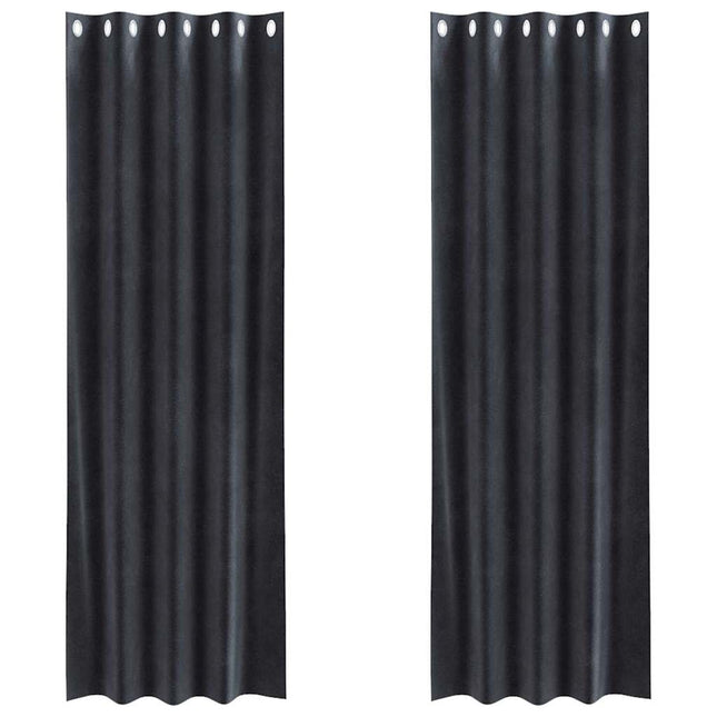 Mørklægningsgardiner 2 pcs Mørkegrå 140 x 260 cm Fløjl