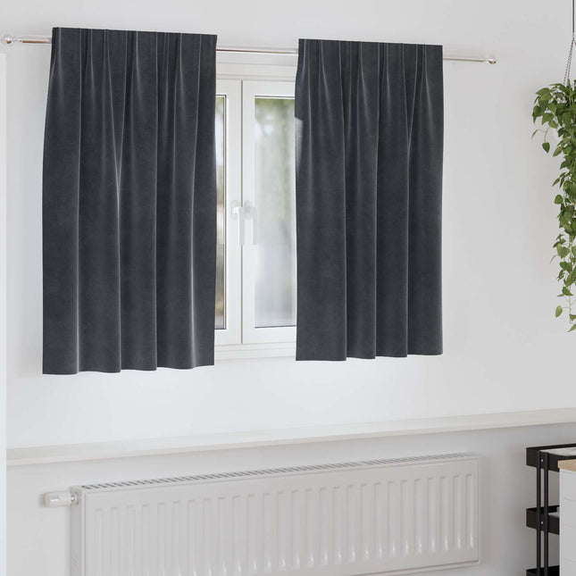 Mørklægningsgardiner 2 pcs Mørkegrå 140 x 140 cm Fløjl