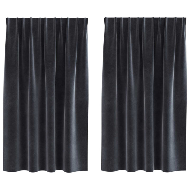 Mørklægningsgardiner 2 pcs Mørkegrå 140 x 140 cm Fløjl