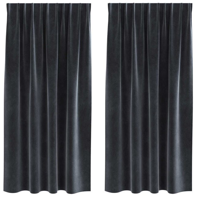 Mørklægningsgardiner 2 pcs Mørkegrå 140 x 175 cm Fløjl