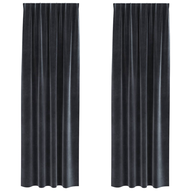 Mørklægningsgardiner 2 pcs Mørkegrå 140 x 225 cm Fløjl
