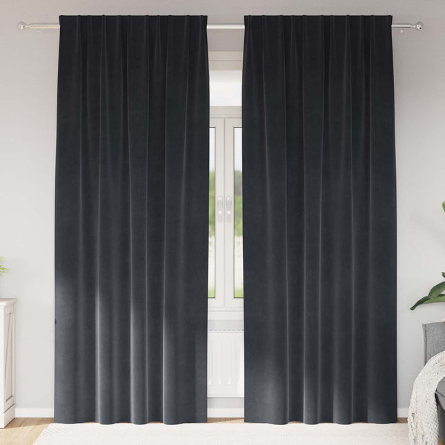 Mørklægningsgardiner 2 pcs Mørkegrå 140 x 260 cm Fløjl