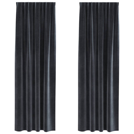 Mørklægningsgardiner 2 stk. Mørkegrå 140 x 260 cm Fløjl