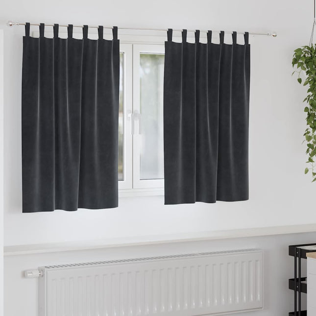 Mørklægningsgardiner 2 pcs Mørkegrå 140 x 140 cm Fløjl