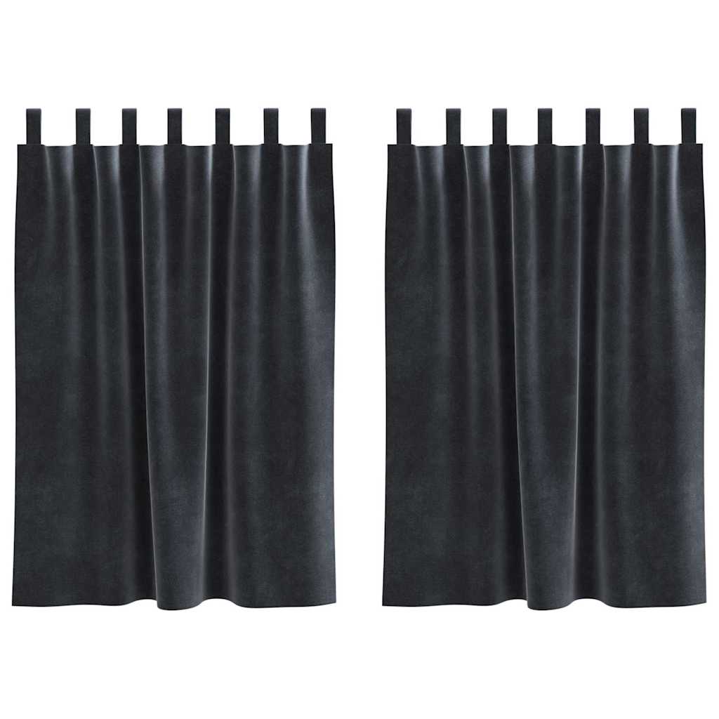 Mørklægningsgardiner 2 pcs Mørkegrå 140 x 140 cm Fløjl